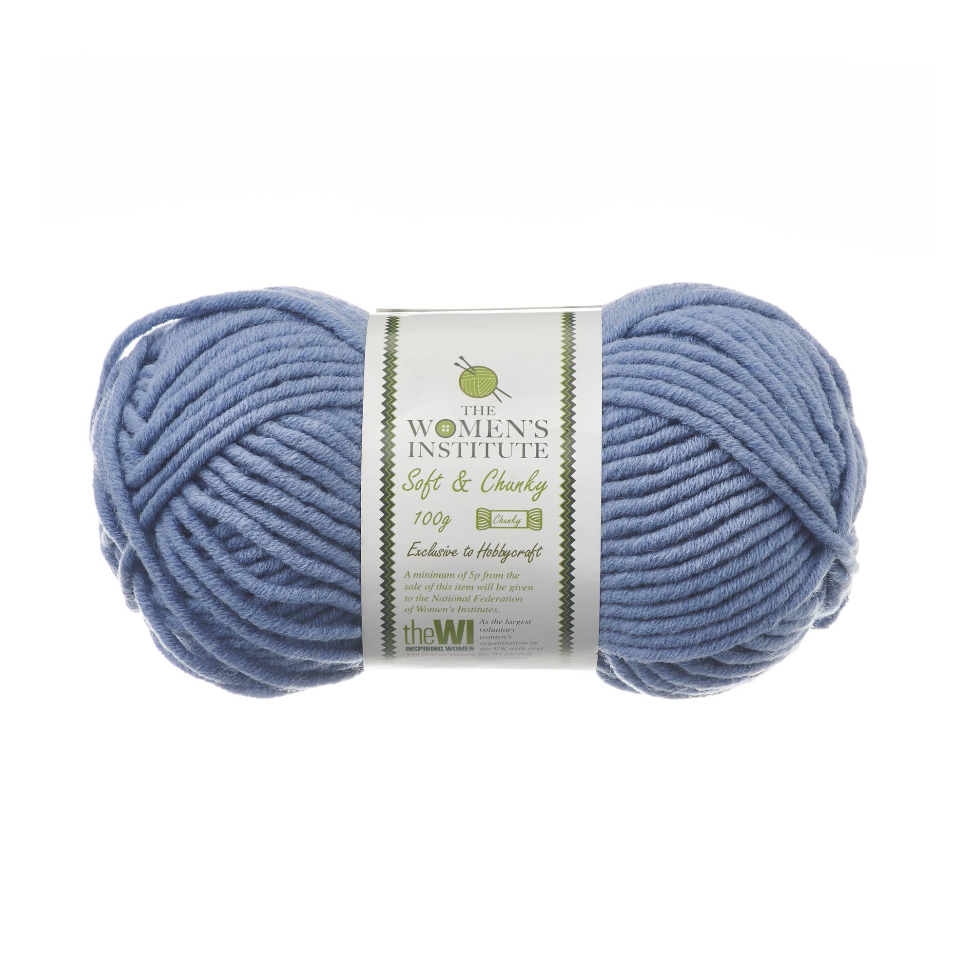 Women's Institute Steel Blue Soft and Chunky Yarn 100g