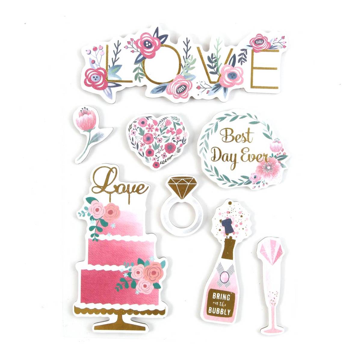 Wedding Love Chipboard Stickers 8 Pack Hobbycraft