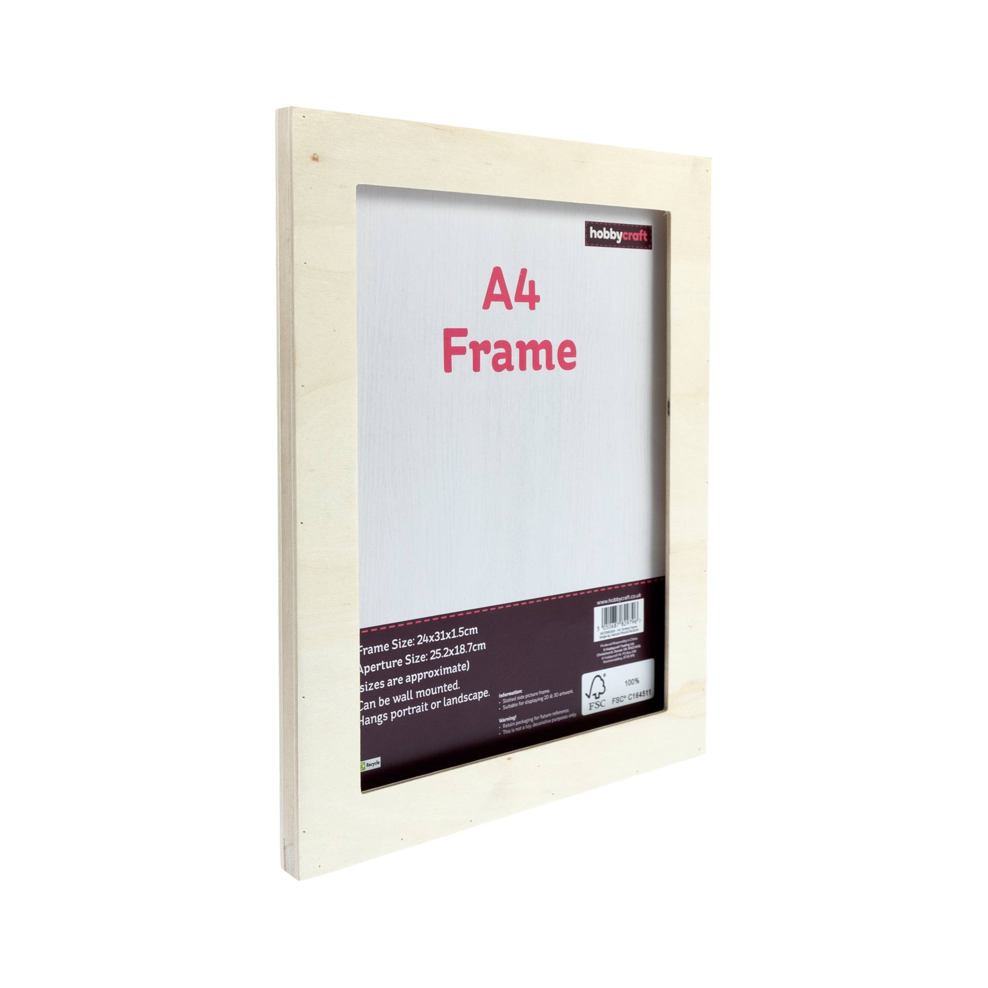 Natural Wood Slotted Frame A4 Hobbycraft