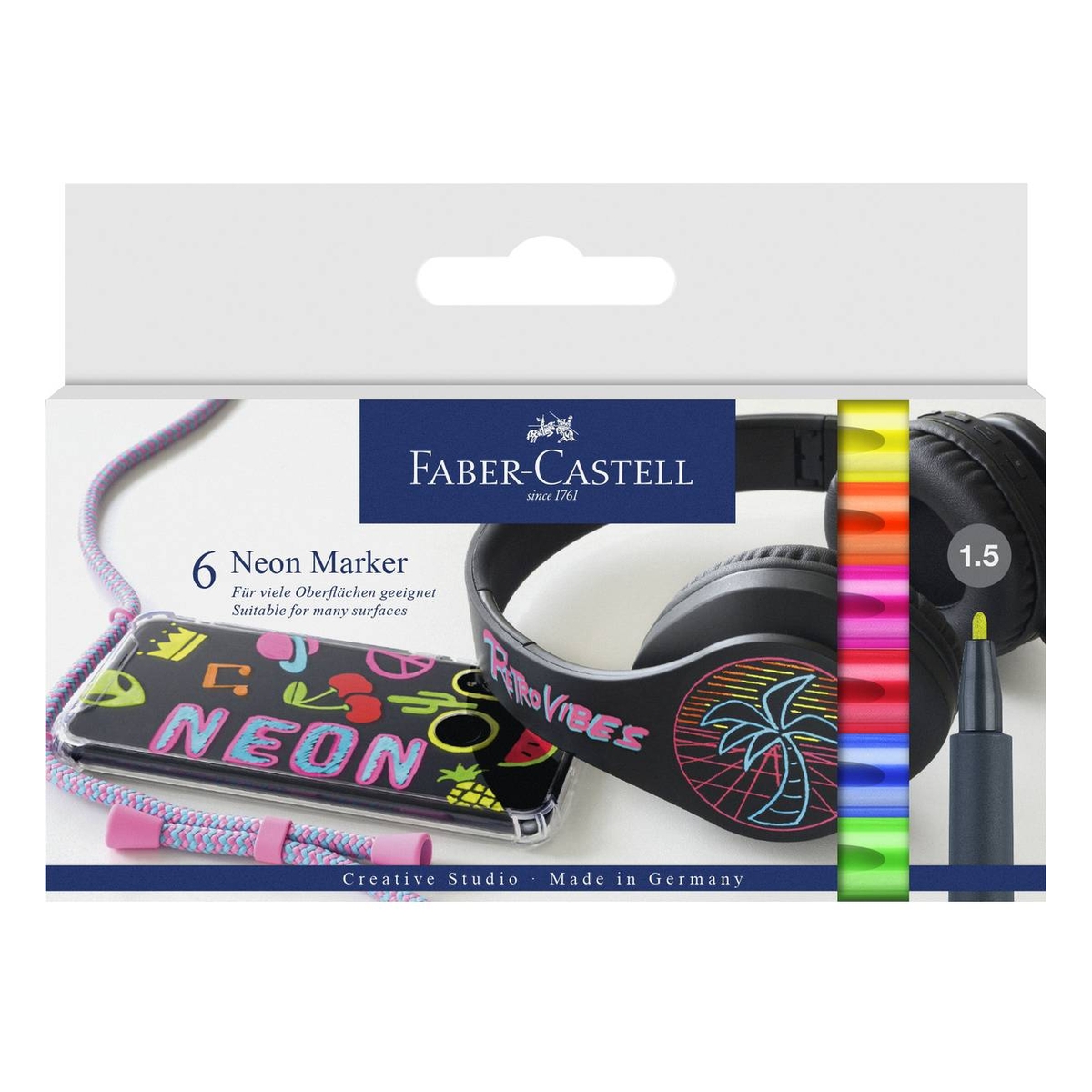 EBERHARD FABER Craies De Rue Colori Néon – 18 Craies Lumineuses 6 Couleurs Vives Pour Enfants