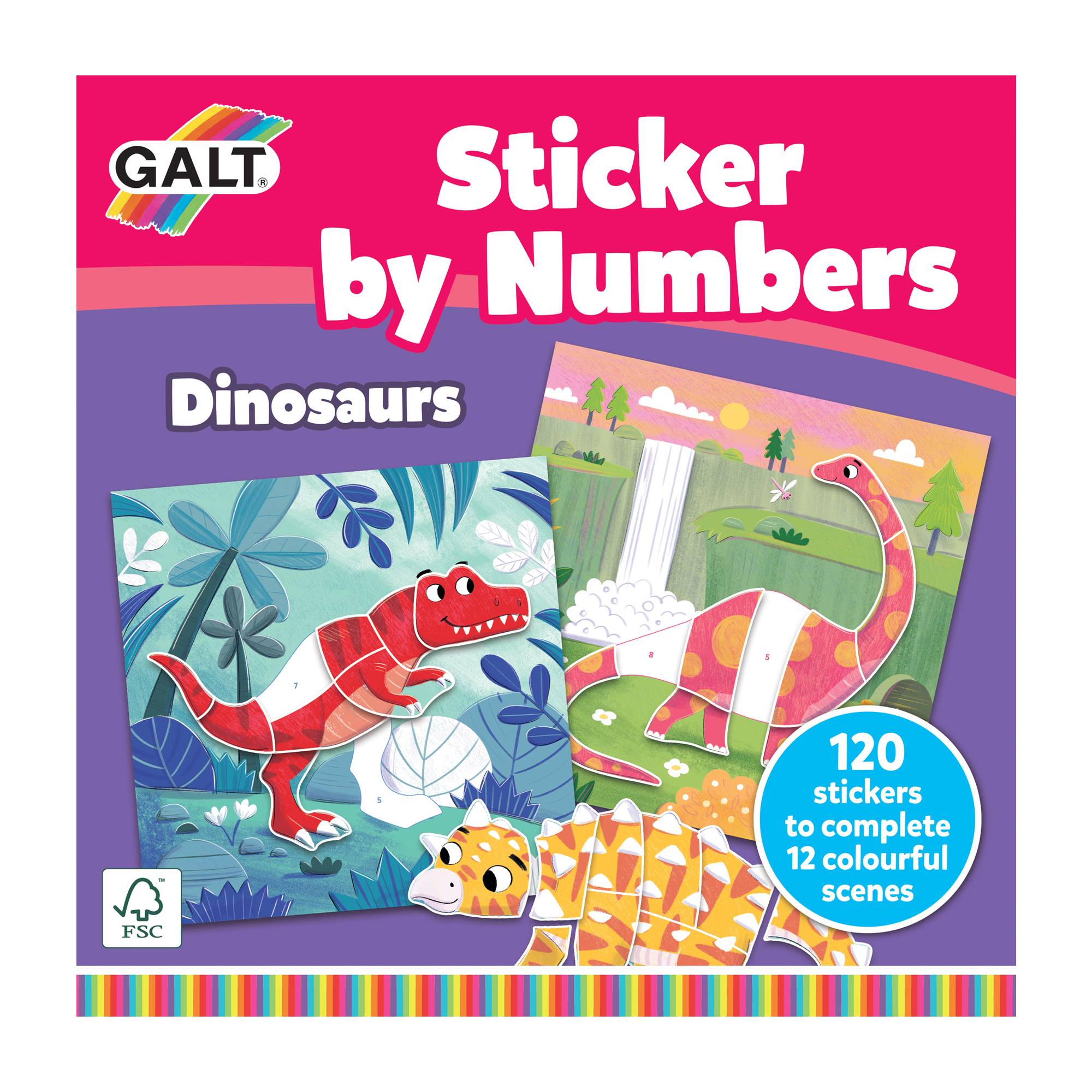 Galt Dinosaur Sticker by Numbers