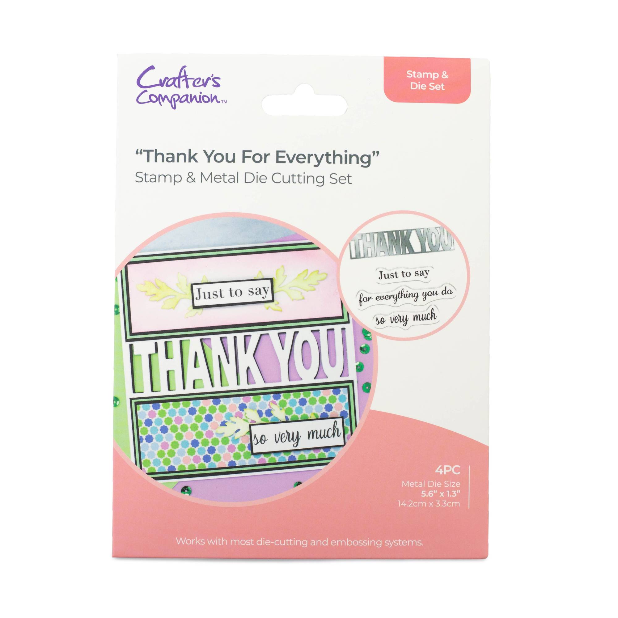 Gemini Thank You for Everything Stamp and Die Set 4 Pieces Hobbycraft