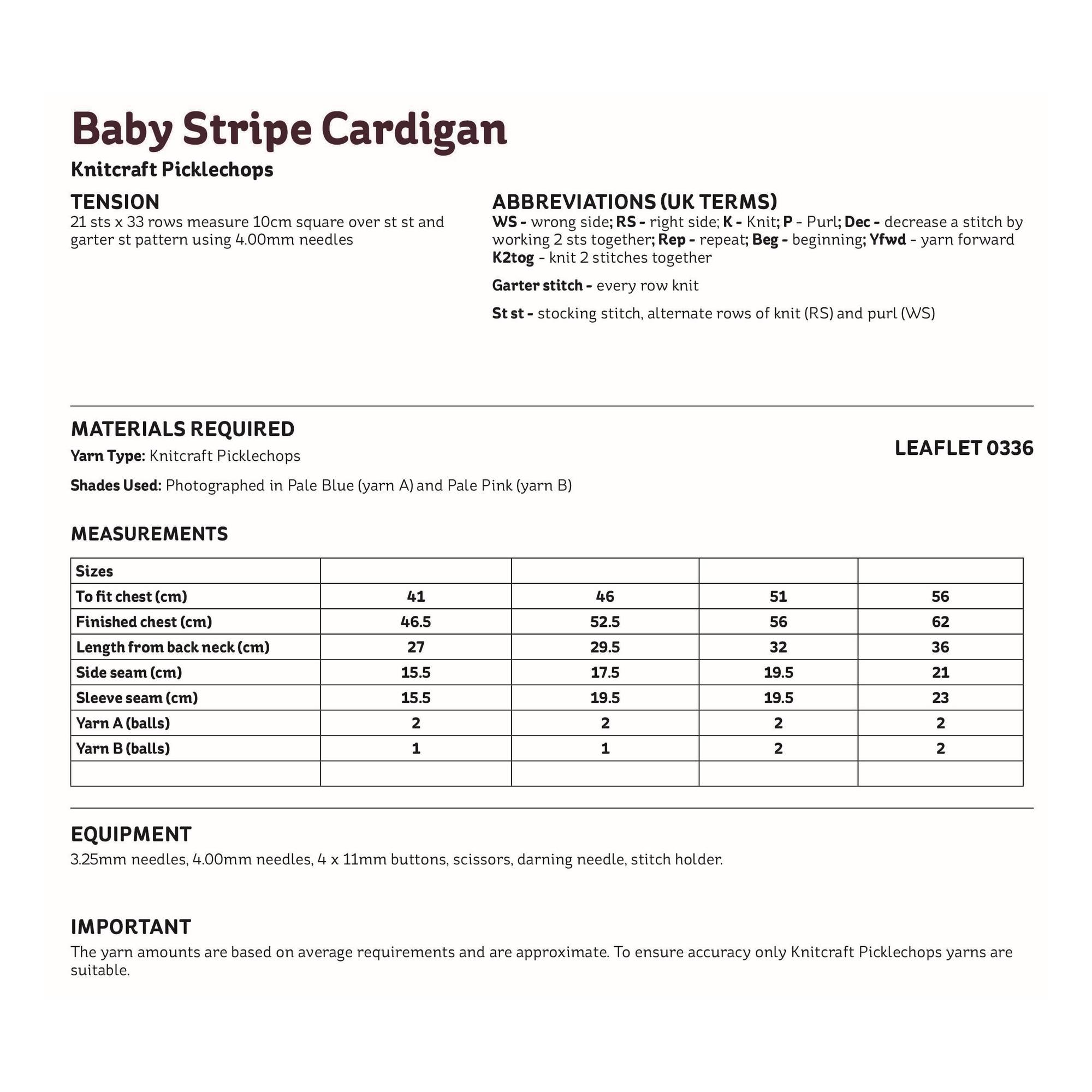 Knitcraft Baby Stripe Cardigan Digital Pattern 0336 image number 2