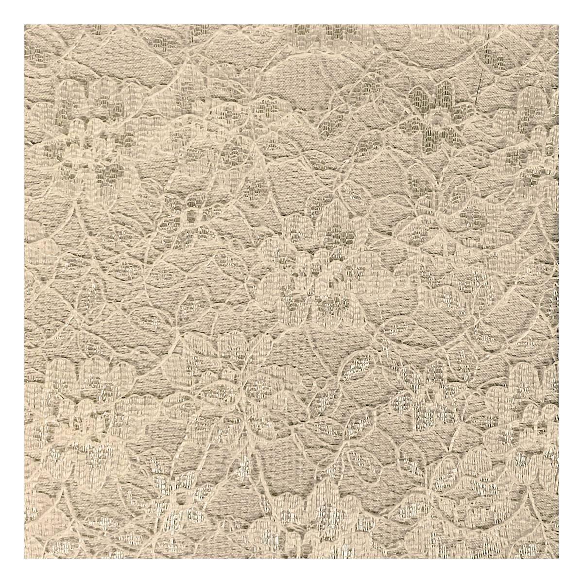Beige Polyester Floral Lace Fabric by the Metre