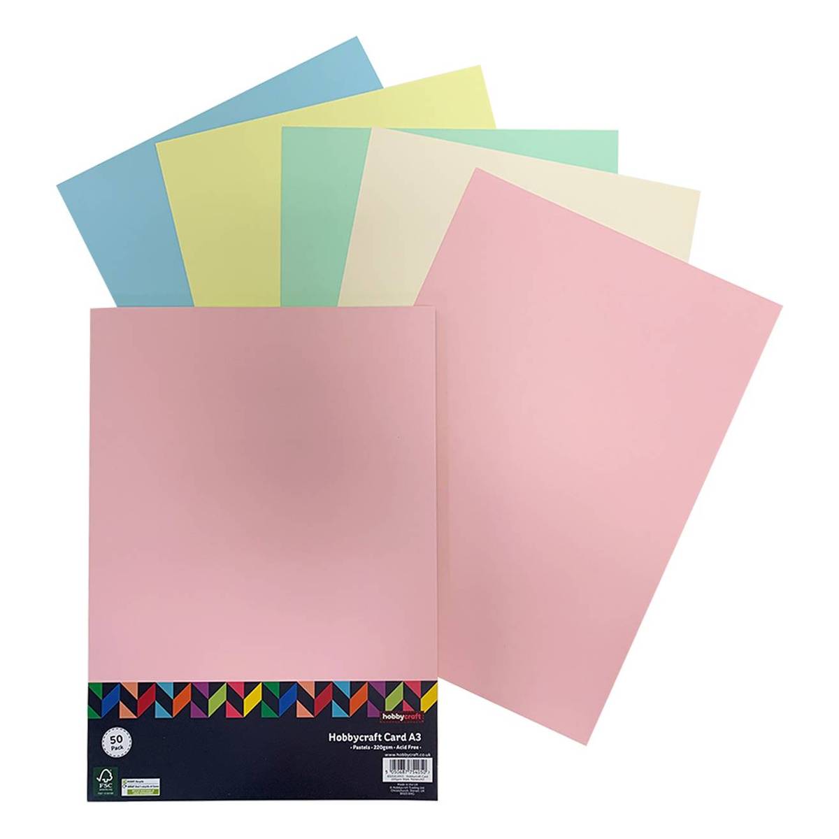 Pastel Card A3 50 Pack Hobbycraft
