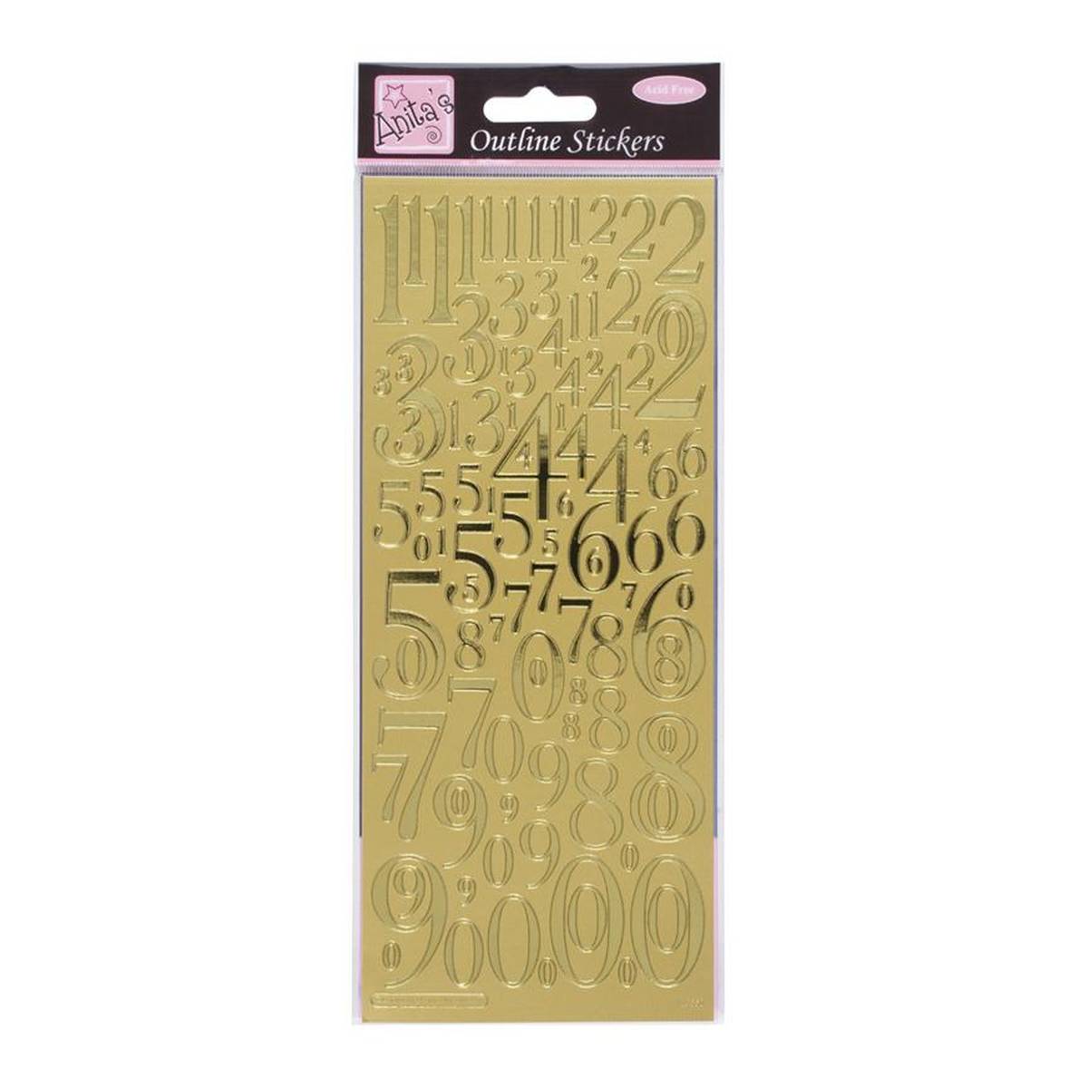 Anita's Mixed Gold Number Outline Stickers | Hobbycraft