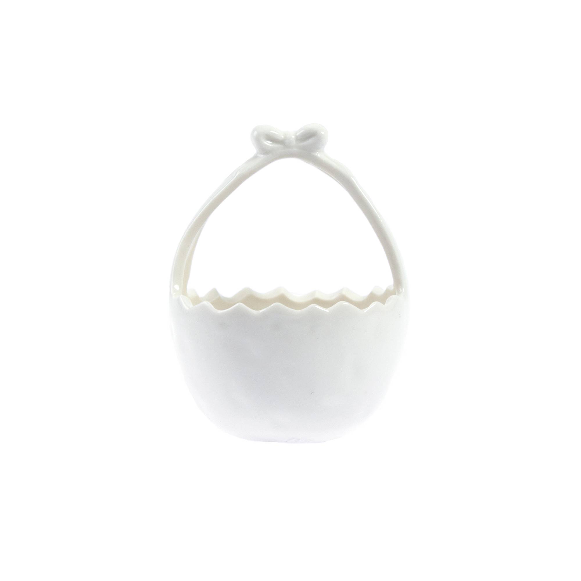Glazed White Ceramic Basket 12cm Hobbycraft