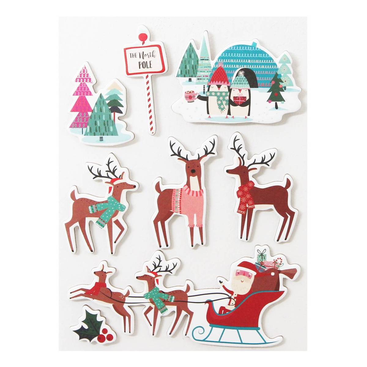 Christmas Reindeer Chipboard Toppers 8 Pack | Hobbycraft