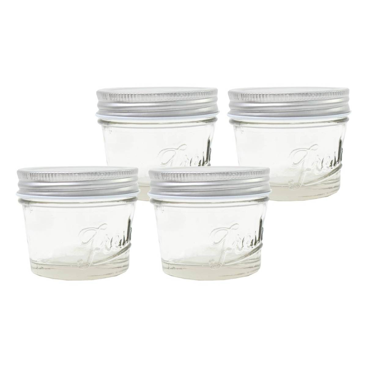 Fresh Embossed Clear Glass Jar 113ml 4 Pack Hobbycraft