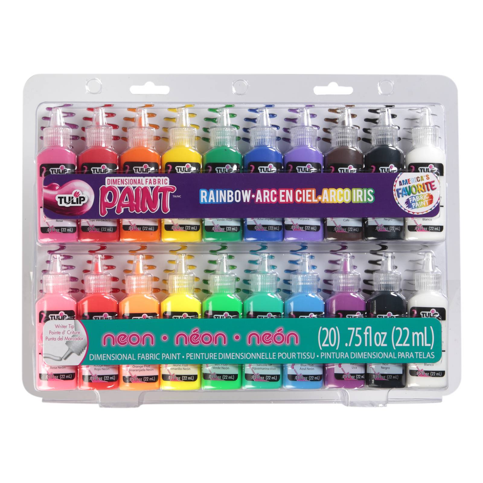 Tulip Rainbow Dimensional Fabric Paint 22ml 20 Pack Hobbycraft