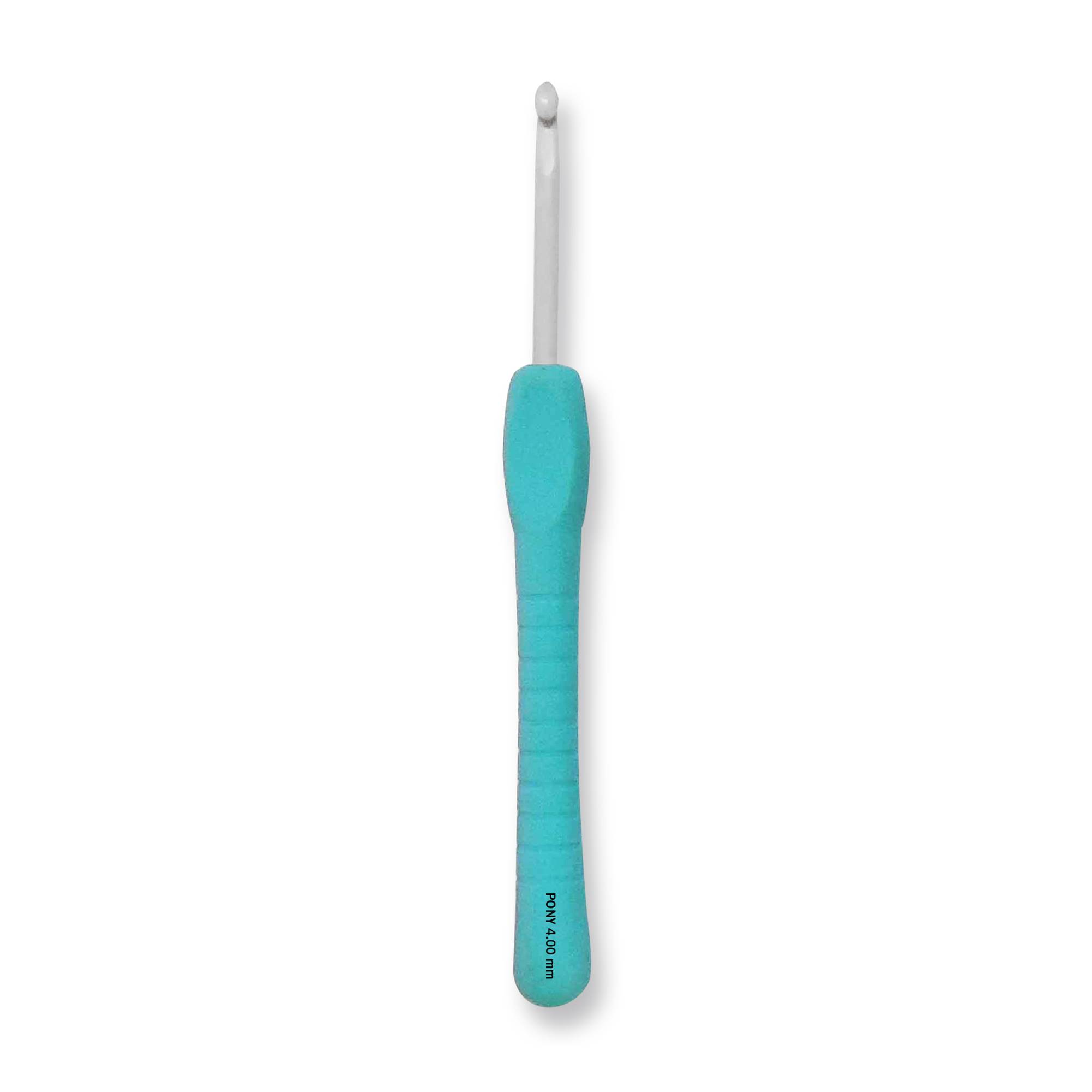 Pony Aqua Easy Grip Crochet Hook 4mm x 14cm Hobbycraft