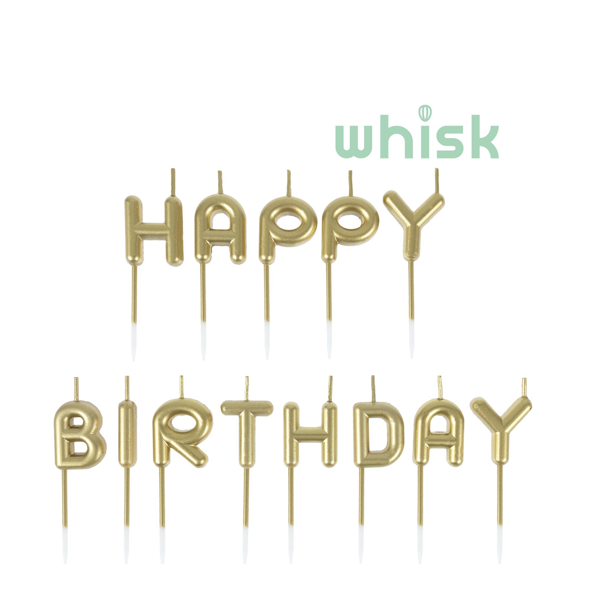 Whisk Gold Happy Birthday Candles 13 Pack