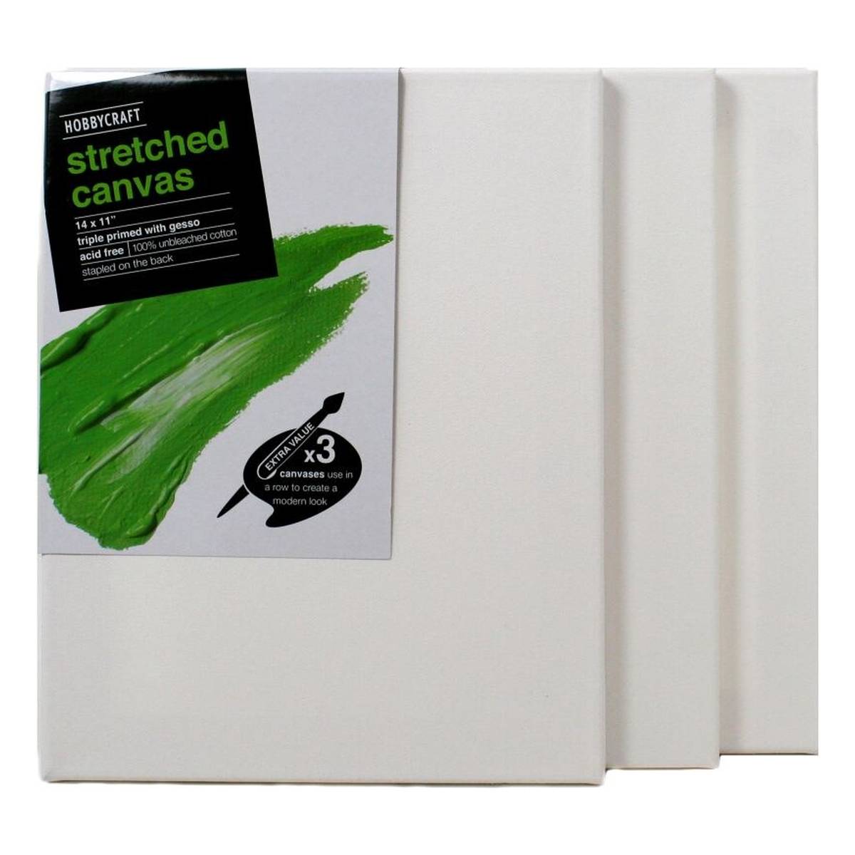 Stretched Canvas 35.6cm x 27.9cm 3 Pack Hobbycraft