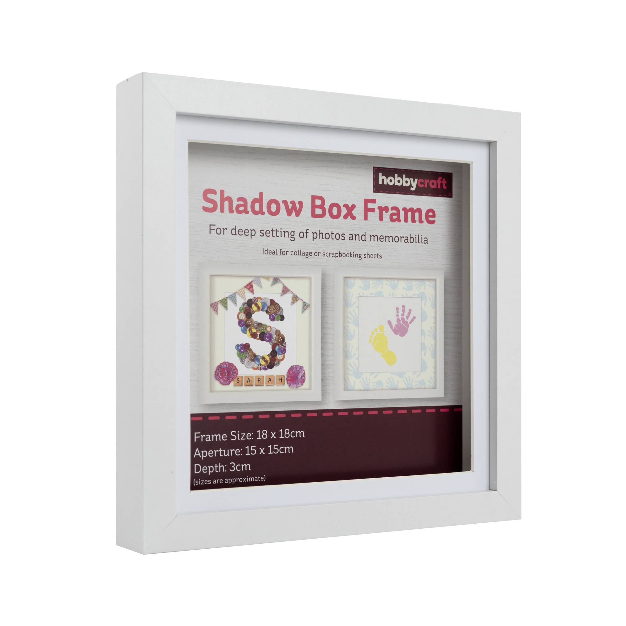 White Shadow Box Frame 18cm x 18cm Hobbycraft