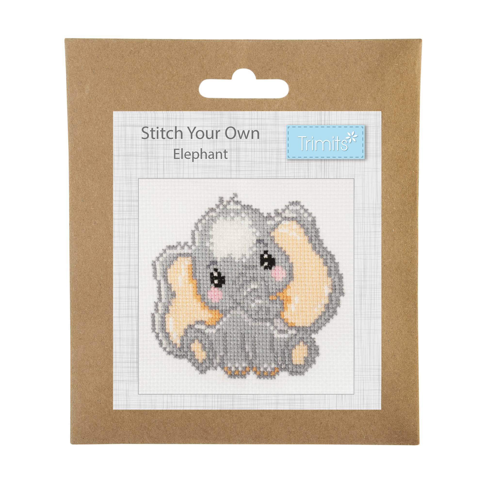 Trimits Elephant Cross Stitch Kit 13cm x 13cm Hobbycraft