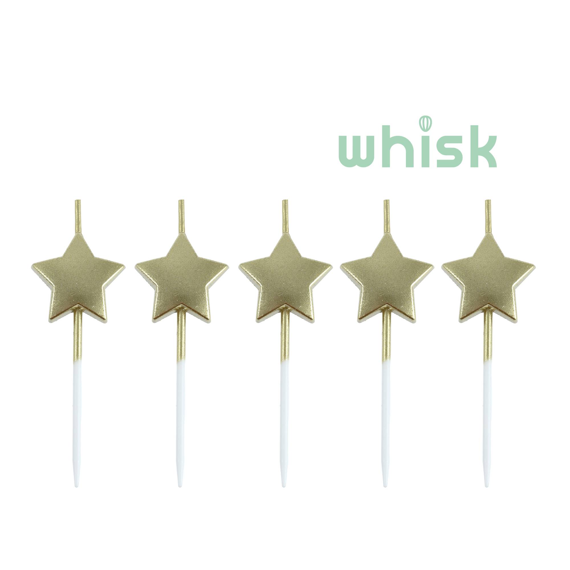 Whisk Gold Star Candles 5 Pack