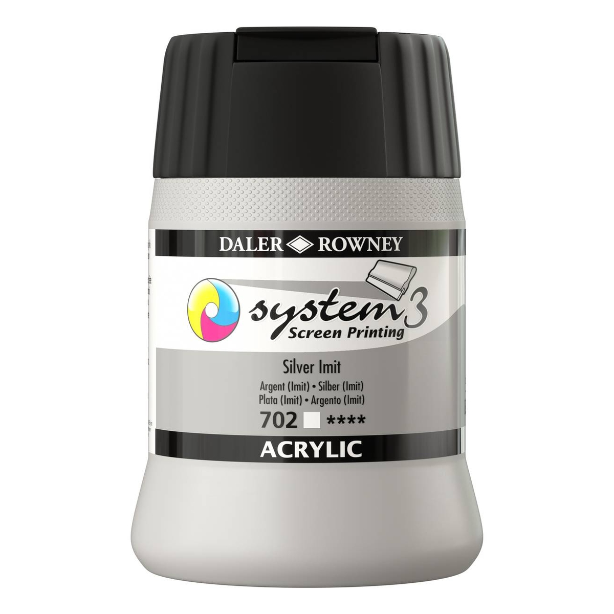 DalerRowney System3 Silver Imit Screen Printing Acrylic Ink 250ml