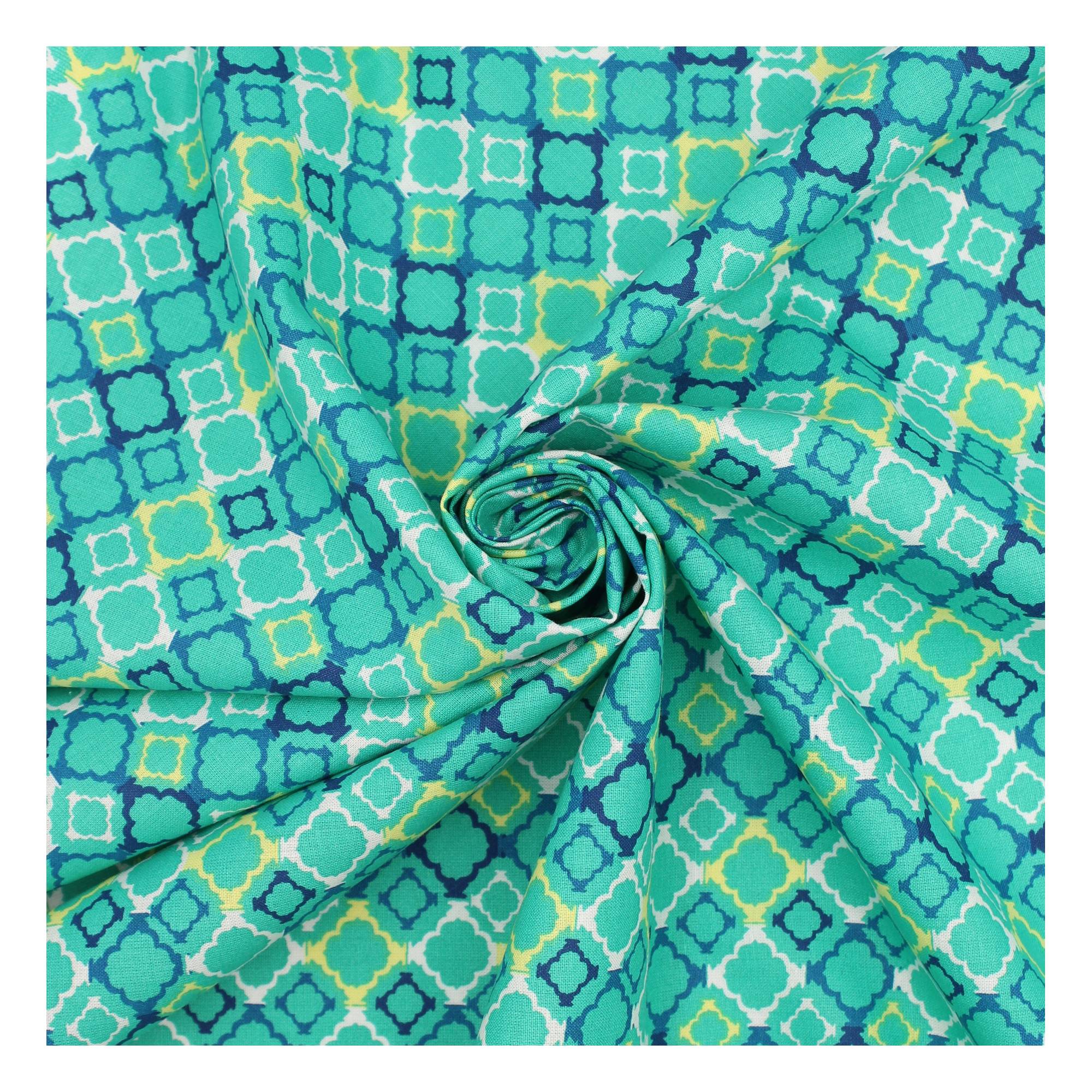 Green Diamond Geometric Cotton Fabric by the Metre Hobbycraft
