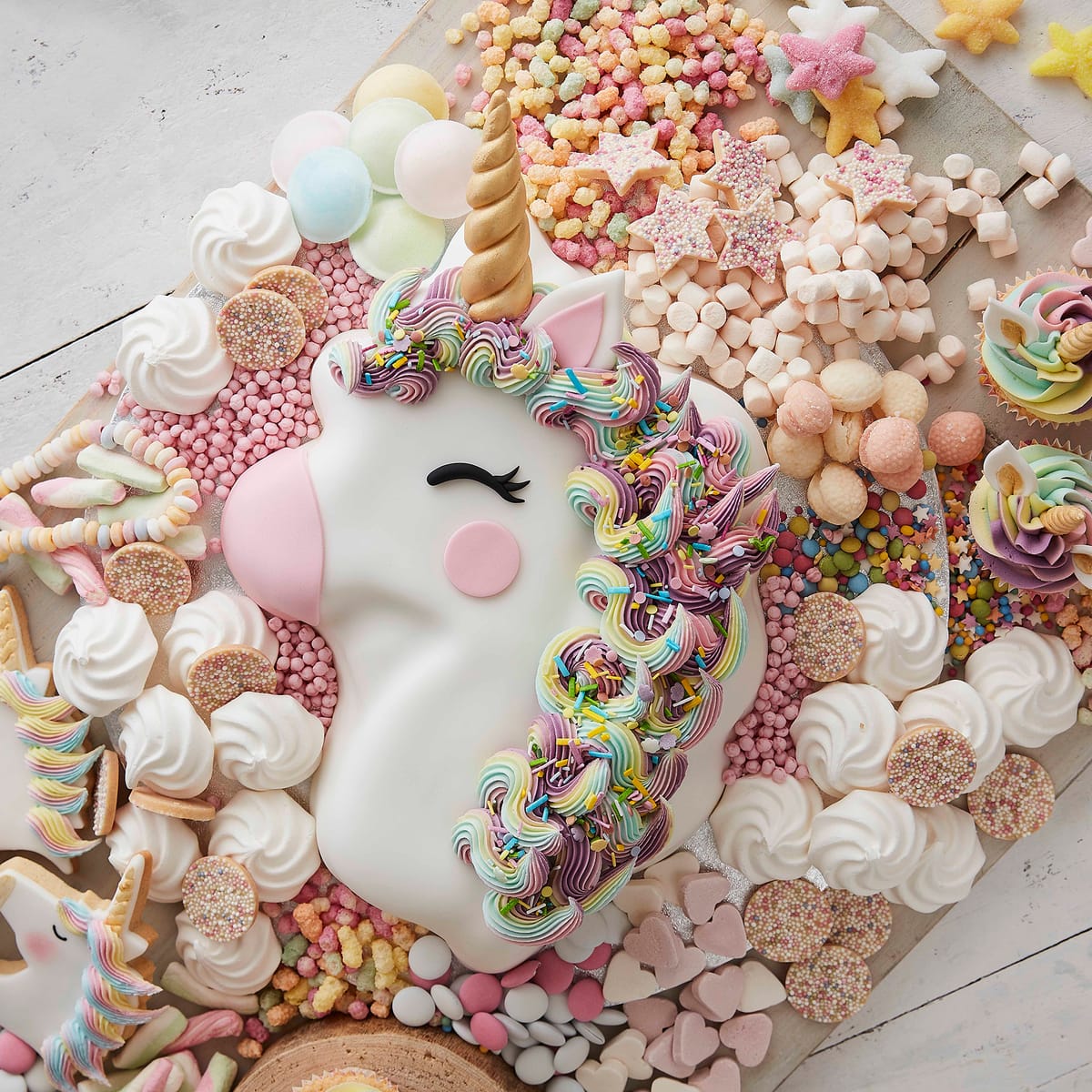 Baby Unicorn With Rainbow Mane&flower Crown And Golden Horn PNG...