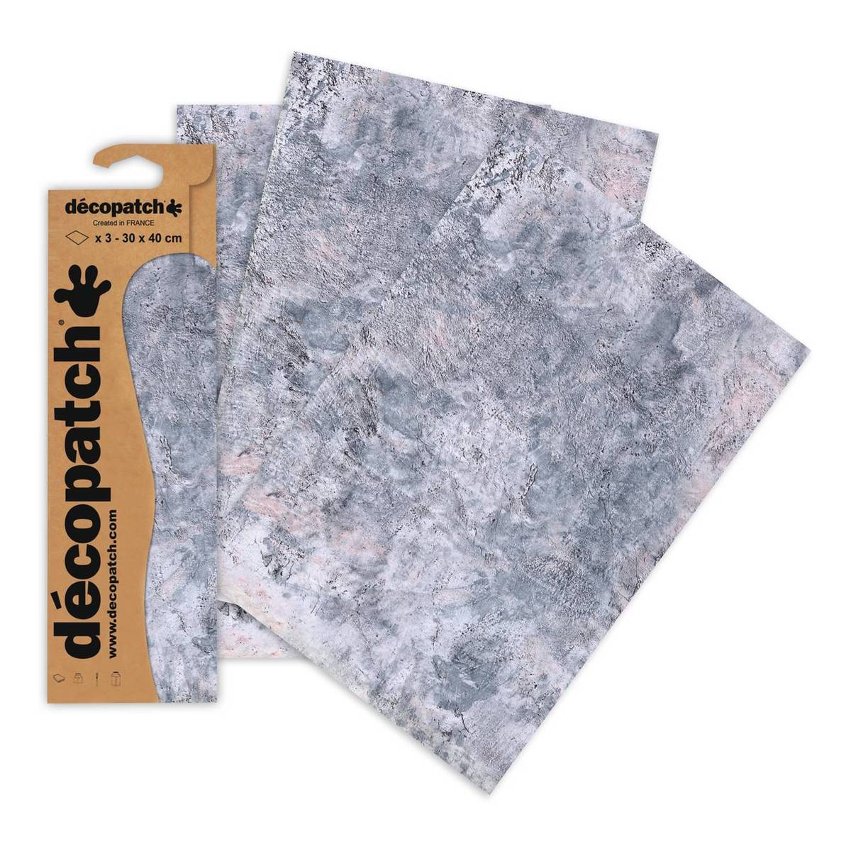 Decopatch Marble Grey Paper 3 Sheets Hobbycraft