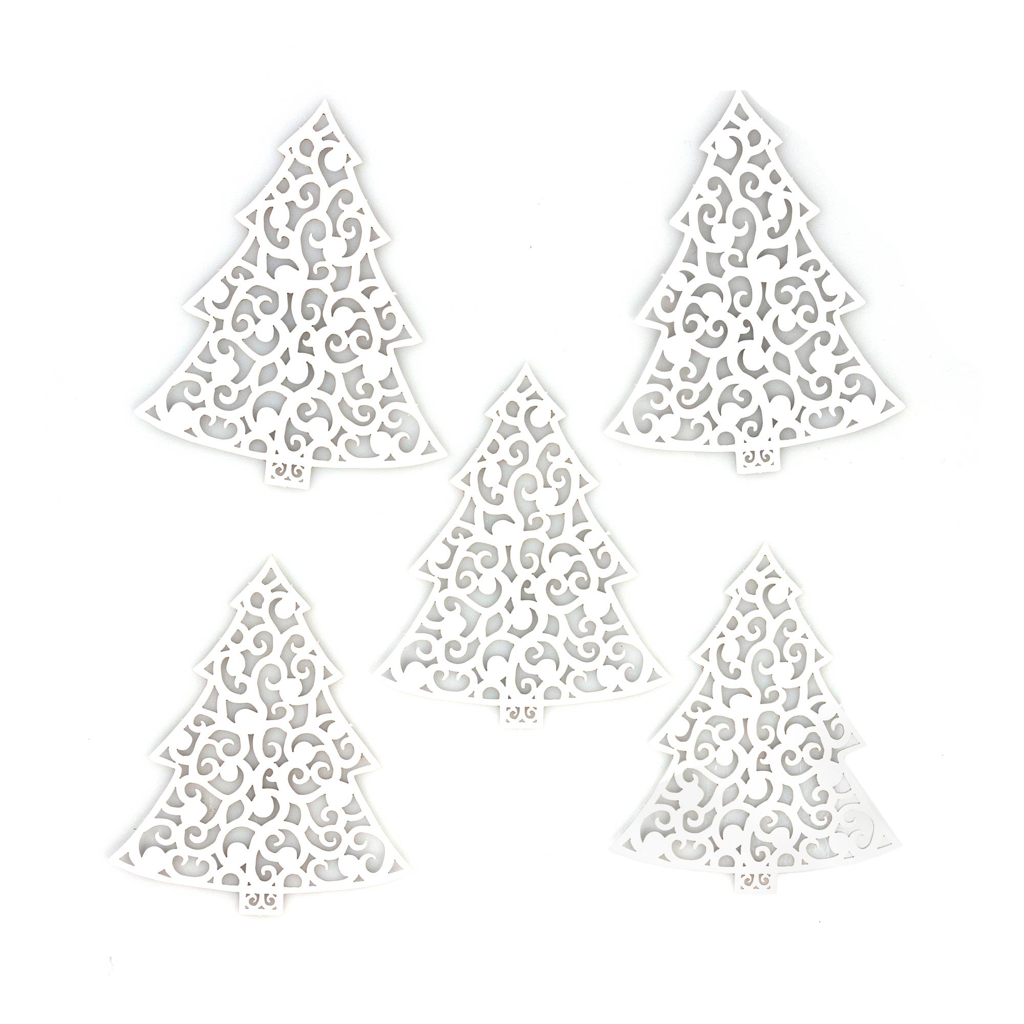 White LaserCut Paper Tree Embellishments 5 Pack Hobbycraft