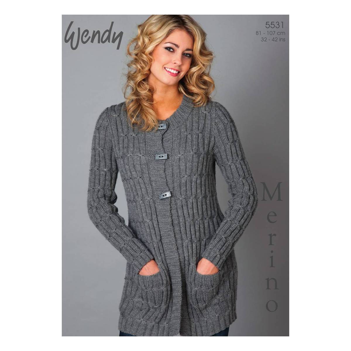 Wendy Merino DK Long Line Cardigan Digital Pattern 5531 Hobbycraft