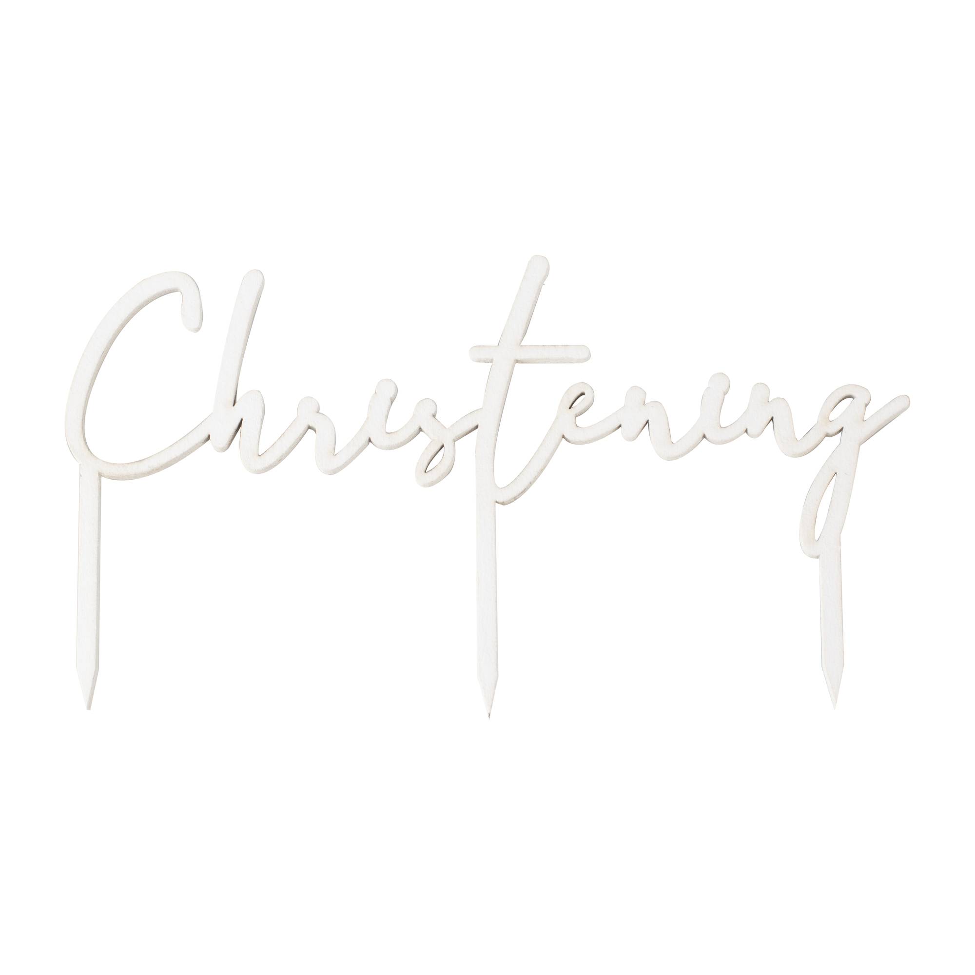 Ginger Ray White Wooden Christening Cake Topper Hobbycraft