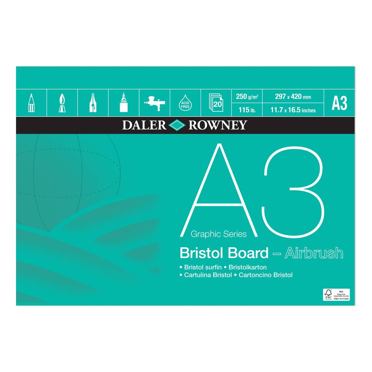 DalerRowney Graphic Series Bristol Board A3 20 Sheets Hobbycraft