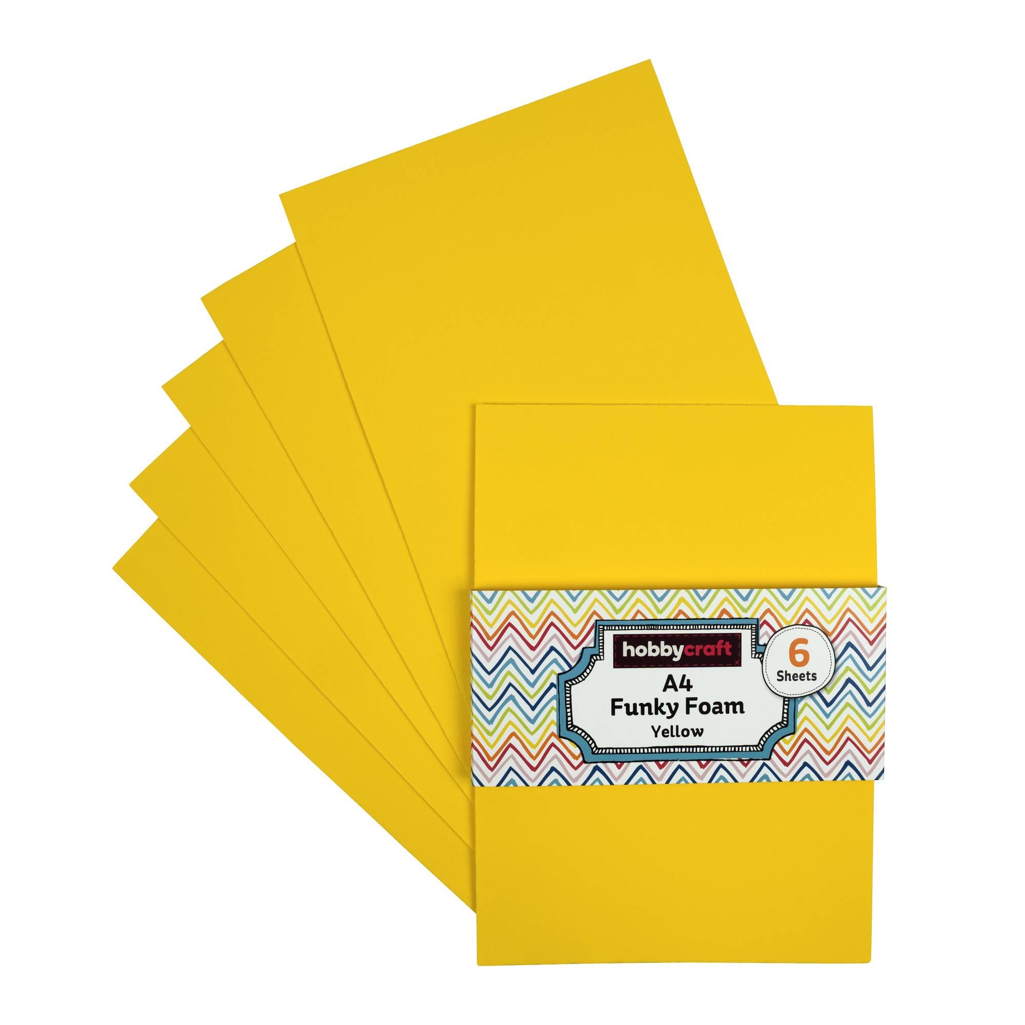 Yellow EVA Foam Sheets A4 6 Pack Hobbycraft