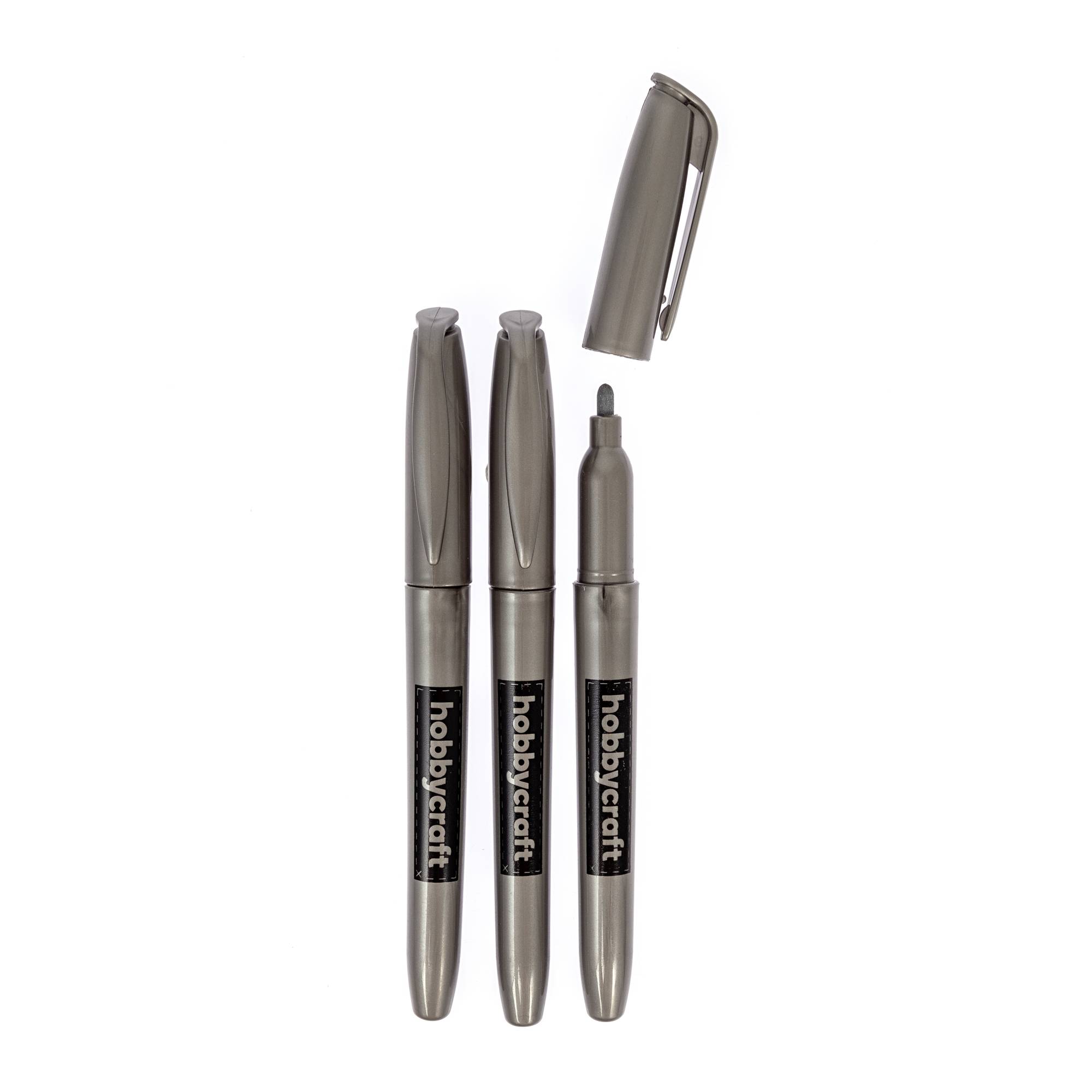 Silver Fine Permanent Markers 3 Pack Hobbycraft