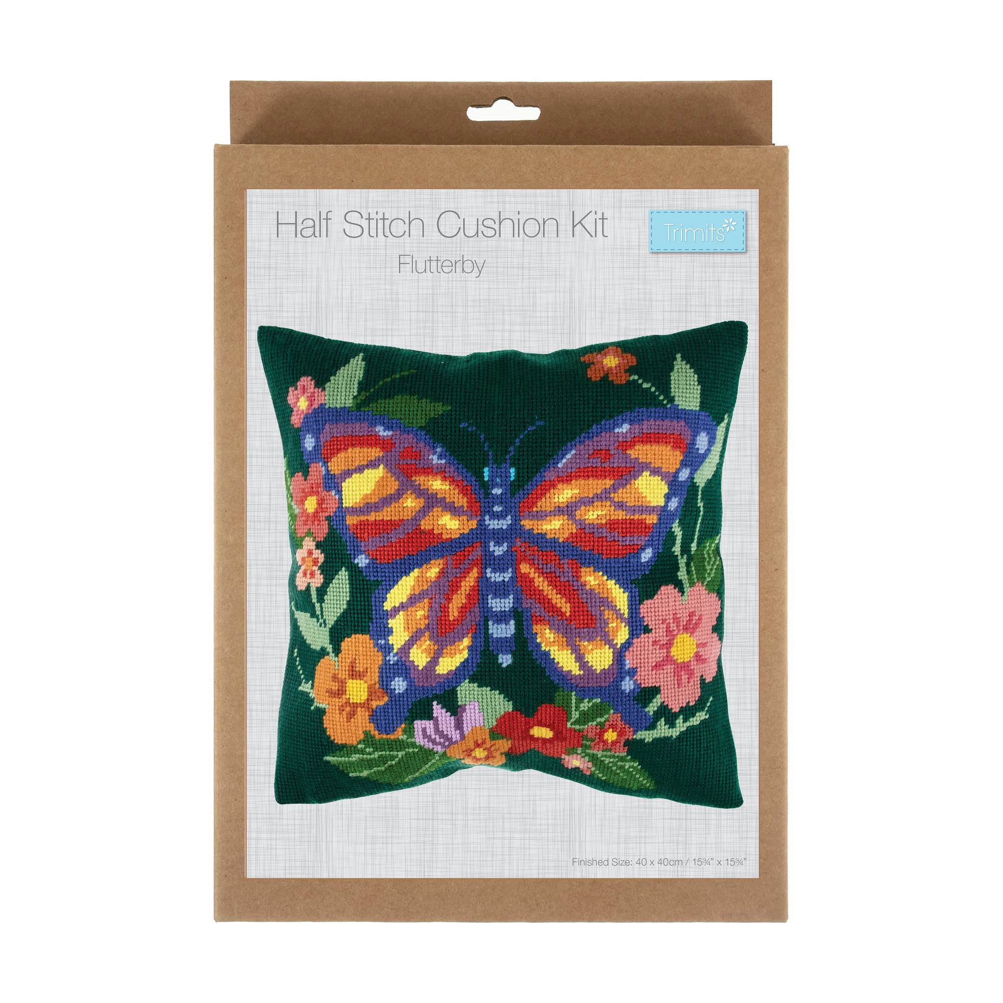 Trimits Flutterby Half Stitch Cushion Kit 40cm x 40cm Hobbycraft