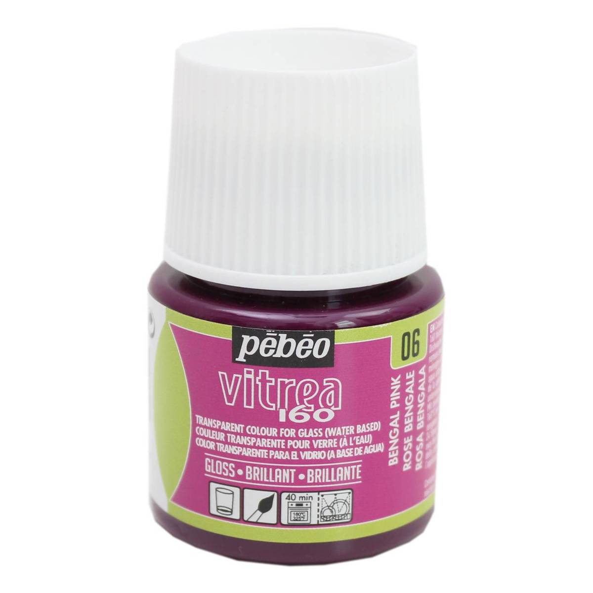 Pebeo Bengal Pink Vitrea 160 Paint 45ml Hobbycraft