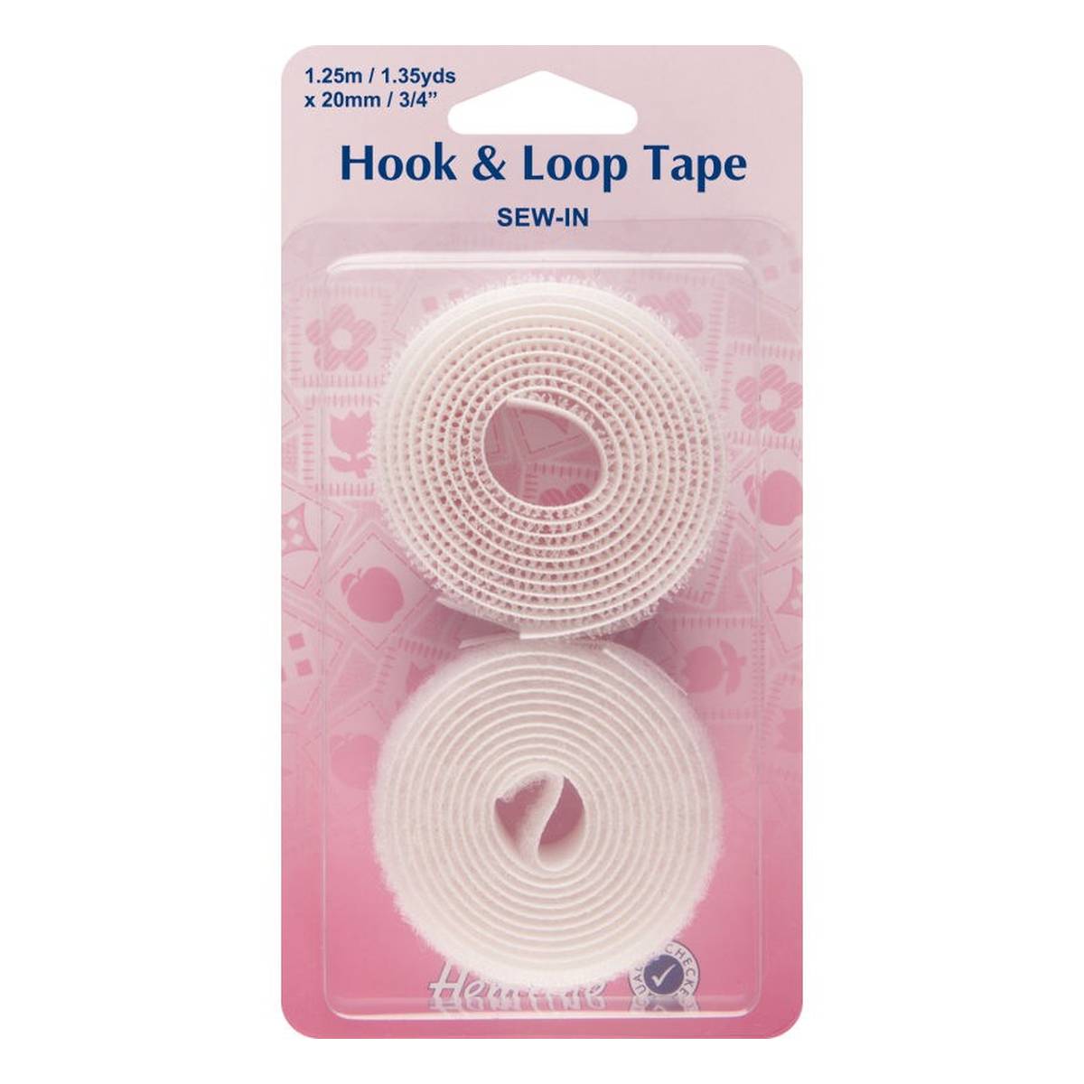 Hemline White Sew In Hook and Loop 20mm x 1.25m Hobbycraft